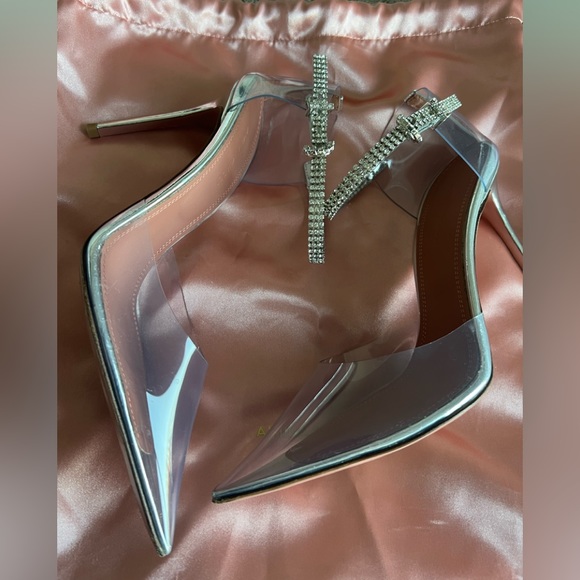 Amina Muaddi Ursina Crystal Strap Clear Pump in Pvc Transparent 37.5 FIRM PRICE - Picture 8 of 12
